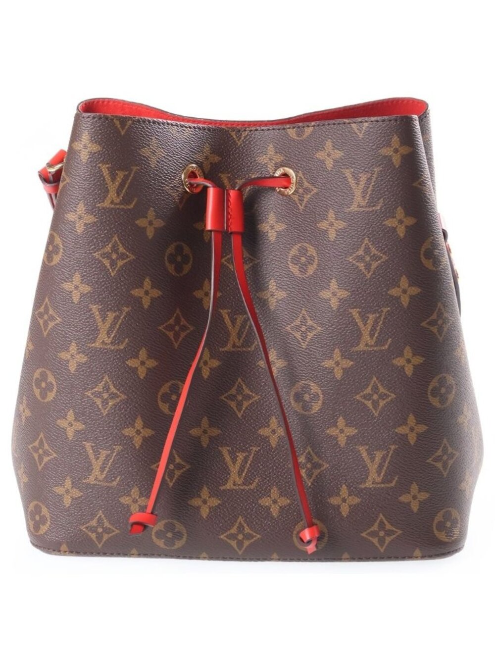 Louis Vuitton Neo Noe MM Shoulder Bag 2-Way Monogram Leather Brown Red